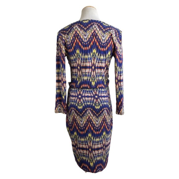 ELLA MOSS Dress Size XS NWT Stretch Knit Wrap V Neck Geometric Print $188 RV - Picture 4 of 7